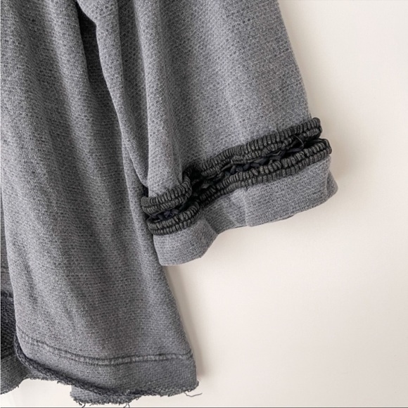 Free People S/P Oversized Raw Edge Sweatshirt Lace trim - Picture 3 of 12